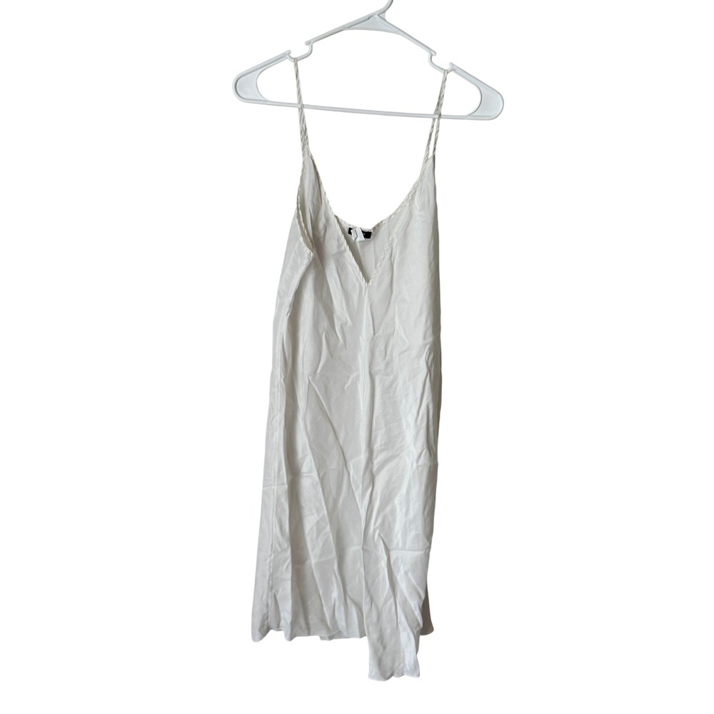 J.Crew White 100% Silk V-Neck Braided Strap Slip Dress 76426 Size 16